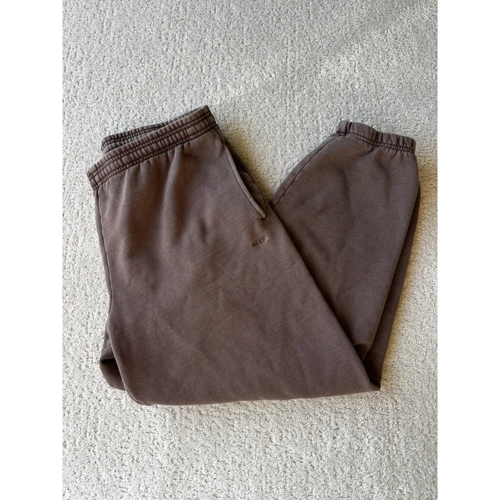 Aritzia TNA Women's Sweatfleece Cozy Fleece Boyfriend Sweatpants Brown Size L - Picture 2 of 11